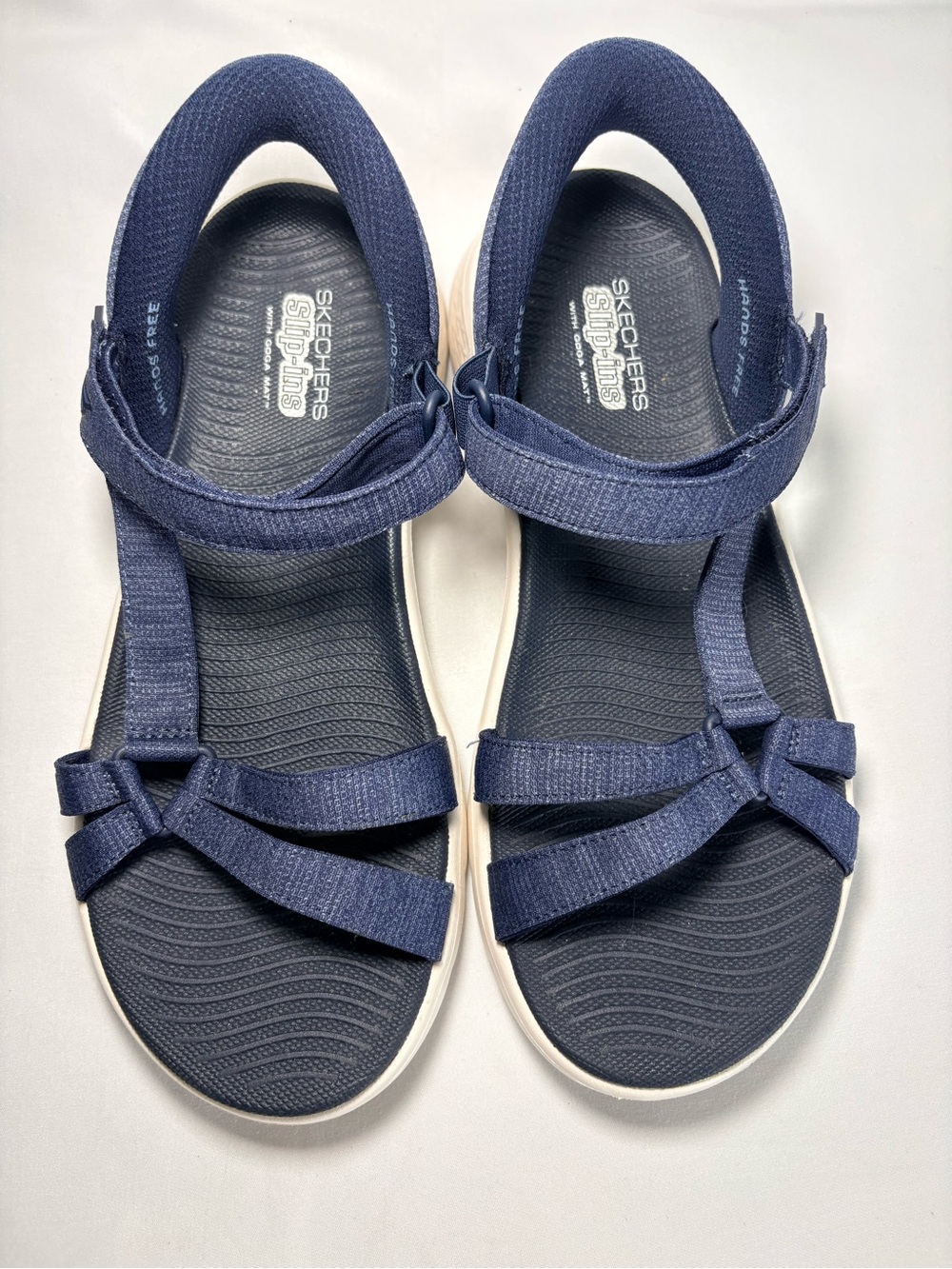 Skechers Slip-Ins Go Walk Flex Navy and White Strappy Sport Sandals Size 9